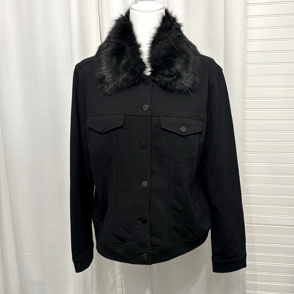 Liverpool black Ponte fabric for trimmed jacket size large
